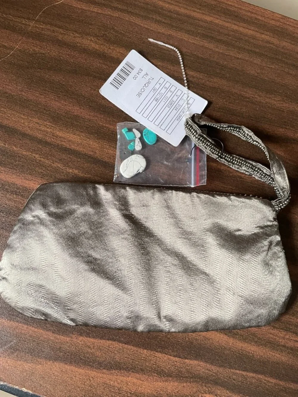 NWT Ecote Turquoise Stone Beaded Mini Bag — Boho Statement Wristlet Urban Outfit